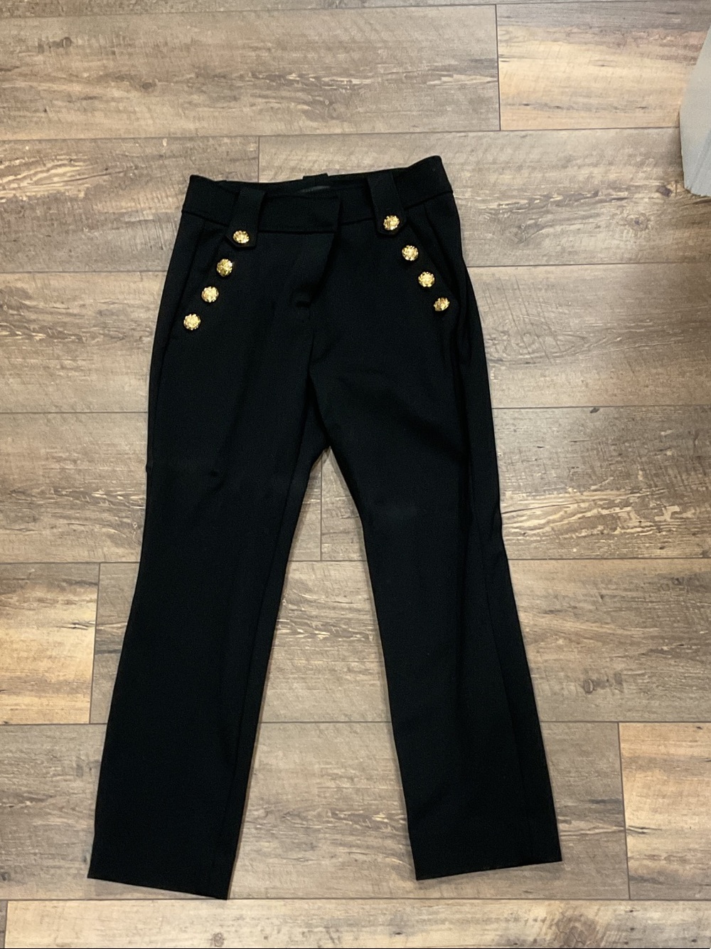 White House Black Market Black Trousers with Gold Buttons